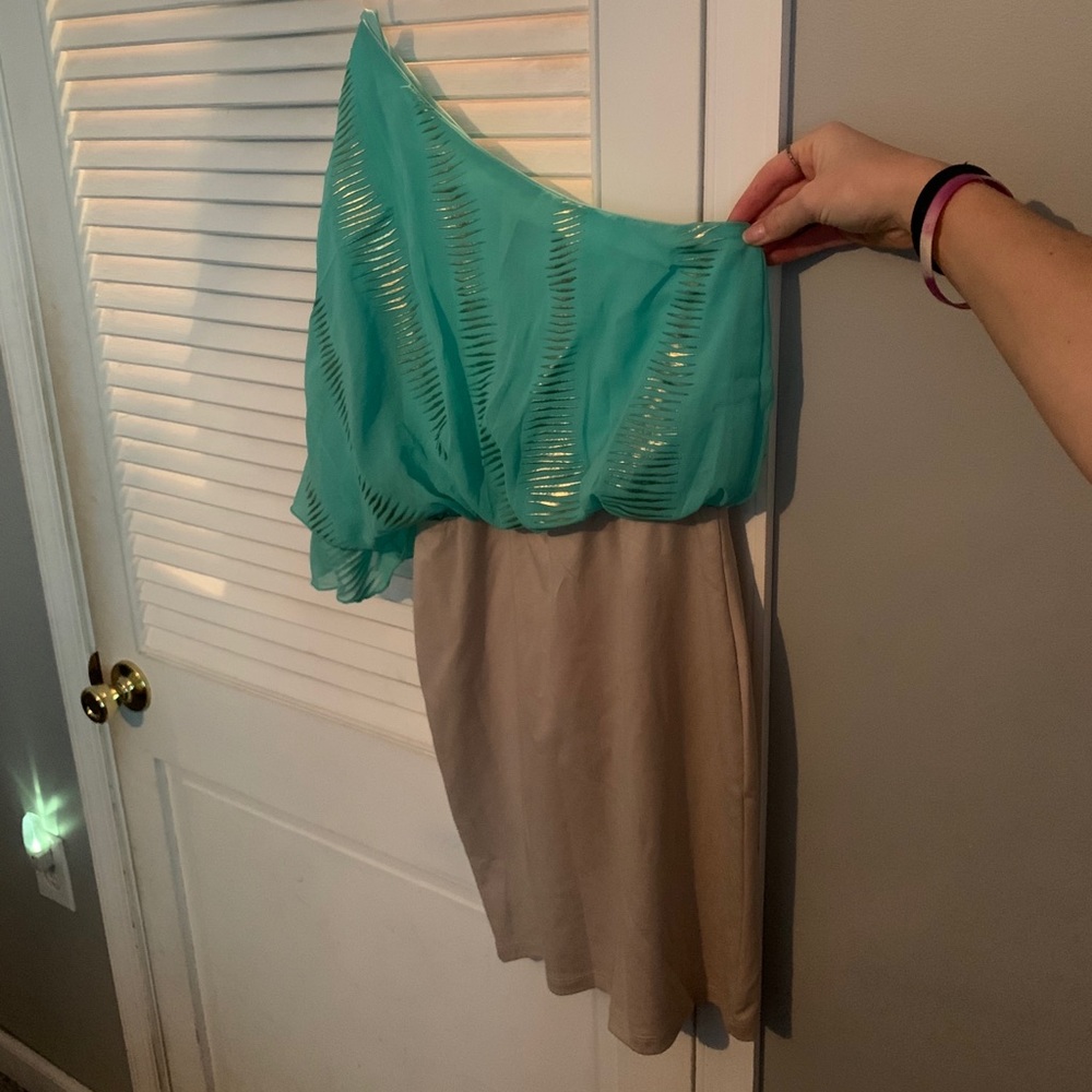 One shoulder body con dress